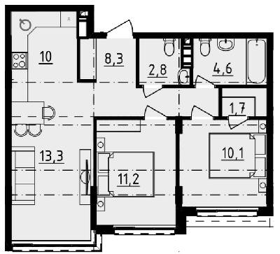 2-комнатная 62 м² в ЖК DERBY Style House от 25 650 грн/м², Одесса