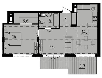 2-комнатная 56.4 м² в ЖК DERBY Style House от 29 400 грн/м², Одесса