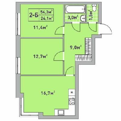 2-комнатная 54.3 м² в ЖК Центральный-2 от 22 400 грн/м², г. Ирпень