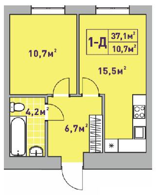 1-кімнатна 37.1 м² в ЖК Центральний-2 від 26 000 грн/м², м. Ірпінь