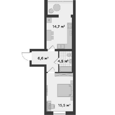 1-комнатная 42 м² в ЖК Millennium State от 23 099 грн/м², г. Буча