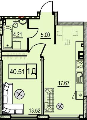 1-кімнатна 40.51 м² в ЖК Manhattan від 23 150 грн/м², Одеса