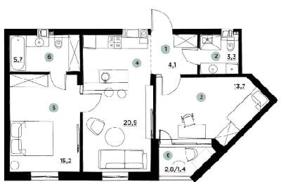 2-комнатная 64.3 м² в ЖК PARKTOWN от 19 500 грн/м², пгт Гостомель