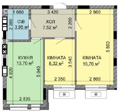 2-комнатная 50.25 м² в ЖК Найкращий квартал-2 от 21 000 грн/м², пгт Гостомель