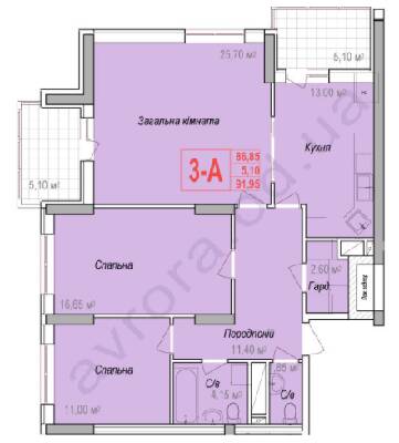 3-комнатная 91.95 м² в ЖК Аврора от 20 700 грн/м², Одесса