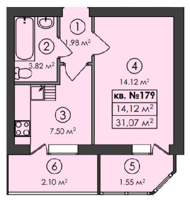 1-кімнатна 31.07 м² в ЖК Family-2 від 18 100 грн/м², с. Гатне
