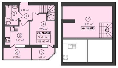 Двухуровневая 48.4 м² в ЖК Family-2 от 18 100 грн/м², с. Гатное