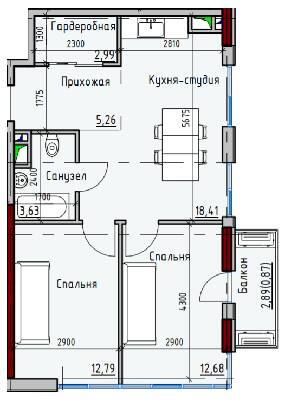 2-кімнатна 56.31 м² в ЖК Простір Eco City (Простір на Радісній від 24 700 грн/м², Одеса