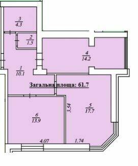 2-кімнатна 61.7 м² в ЖК Дмитрівський від 15 500 грн/м², с. Дмитрівка