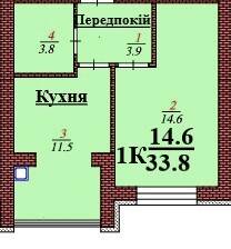 1-кімнатна 33.8 м² в ЖК Дмитрівський від 15 500 грн/м², с. Дмитрівка