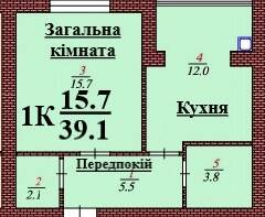 1-кімнатна 39.1 м² в ЖК Дмитрівський від 15 500 грн/м², с. Дмитрівка