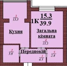 1-комнатная 39.9 м² в ЖК Дмитровский от 15 500 грн/м², с. Дмитровка