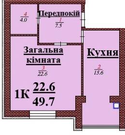 1-кімнатна 49.7 м² в ЖК Дмитрівський від 15 500 грн/м², с. Дмитрівка