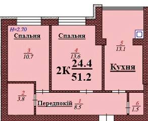 2-кімнатна 51.2 м² в ЖК Дмитрівський від 15 500 грн/м², с. Дмитрівка