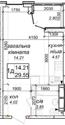 1-кімнатна 29.55 м² в ЖК Одеський бульвар від 23 800 грн/м², с. Новосілки