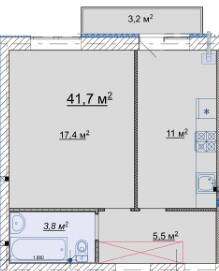 1-комнатная 41.7 м² в ЖК Дмитрий-Александровский от 18 900 грн/м², с. Ходосовка