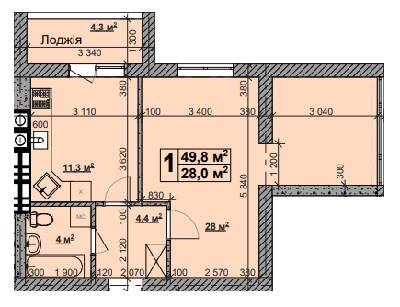 1-кімнатна 49.8 м² в ЖК Нова Конча-Заспа від 19 500 грн/м², с. Ходосівка