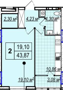 1-комнатная 43.87 м² в ЖК Park Plaza от 29 900 грн/м², пгт Чабаны