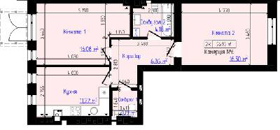 2-комнатная 56.93 м² в ЖК Viking Home от 19 000 грн/м², г. Ирпень