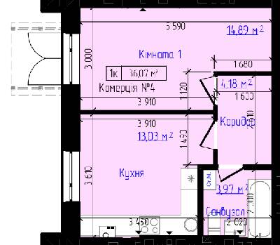 1-комнатная 36.07 м² в ЖК Viking Home от 20 000 грн/м², г. Ирпень
