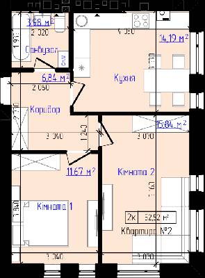 2-комнатная 52.52 м² в ЖК Viking Home от 19 000 грн/м², г. Ирпень