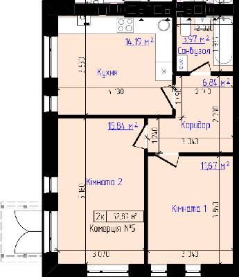 2-кімнатна 52.87 м² в ЖК Viking Home від 19 000 грн/м², м. Ірпінь
