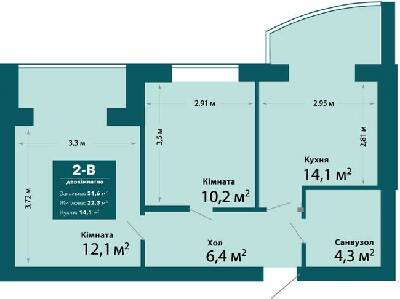 2-комнатная 51.6 м² в ЖК Ибис от 15 500 грн/м², г. Ирпень