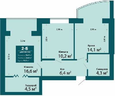 2-комнатная 56.1 м² в ЖК Ибис от 18 000 грн/м², г. Ирпень