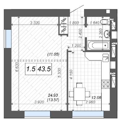 1-кімнатна 43.5 м² в ЖК Нові Метри Center від 31 500 грн/м², м. Ірпінь
