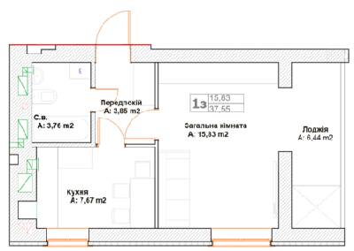 1-комнатная 37.55 м² в ЖК Фортуна-2 от 20 500 грн/м², г. Ирпень
