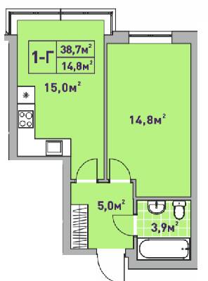 1-комнатная 38.7 м² в ЖК Центральный-2 от 26 000 грн/м², г. Ирпень