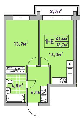 1-комнатная 41.4 м² в ЖК Центральный-2 от 32 050 грн/м², г. Ирпень