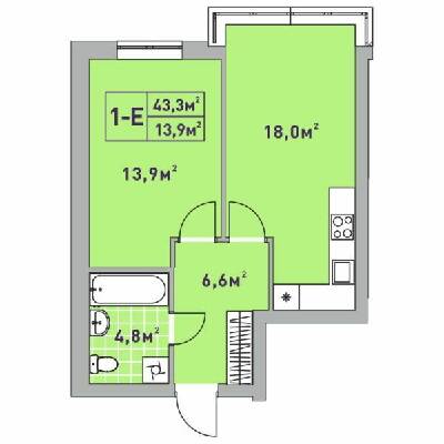 1-кімнатна 43.3 м² в ЖК Центральний-2 від 32 050 грн/м², м. Ірпінь