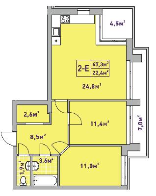 2-комнатная 67.3 м² в ЖК Центральный-2 от 22 250 грн/м², г. Ирпень
