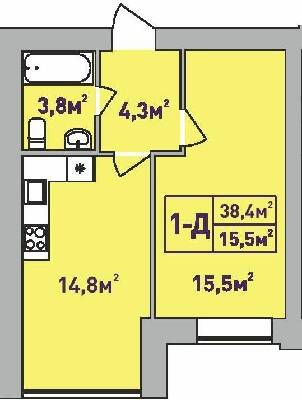 1-комнатная 38.4 м² в ЖК Центральный-Премиум от 24 050 грн/м², г. Ирпень