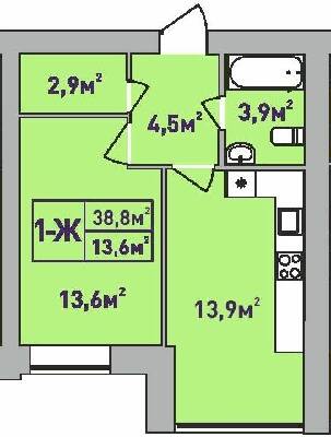1-комнатная 38.8 м² в ЖК Центральный-Премиум от 25 800 грн/м², г. Ирпень