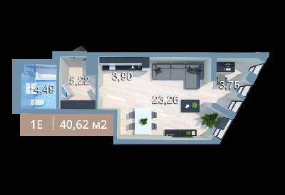 1-комнатная 41.72 м² в ЖК Вежа на Ломоносова от 46 084 грн/м², Киев