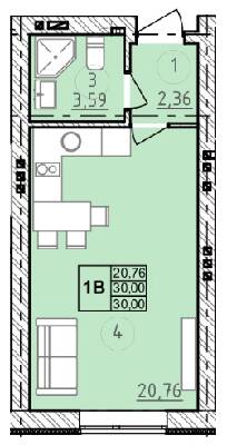 1-комнатная 30 м² в ЖК Сенсация от 19 750 грн/м², пгт Гостомель