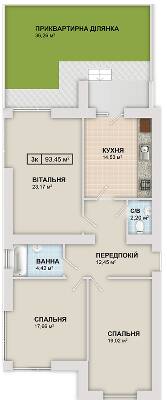 3-кімнатна 93.45 м² в ЖК Містечко Козацьке від 13 800 грн/м², Івано-Франківськ