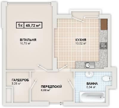 1-комнатная 45.72 м² в ЖК HydroPark DeLuxe от 25 500 грн/м², Ивано-Франковск