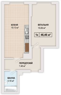 1-комнатная 46.46 м² в ЖК Sonata от 16 300 грн/м², Ивано-Франковск