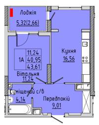 1-кімнатна 43.61 м² в ЖК Sonata від 15 800 грн/м², Івано-Франківськ