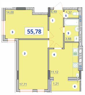 2-комнатная 55.78 м² в ЖК Квартал Галичанка от 18 950 грн/м², Ивано-Франковск