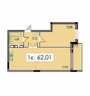 1-комнатная 62.01 м² в ЖК Липская Башня от 14 000 грн/м², Ивано-Франковск