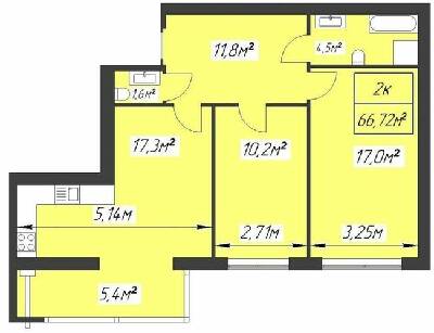 2-комнатная 66.72 м² в ЖК Парковый городок от 15 100 грн/м², Ивано-Франковск