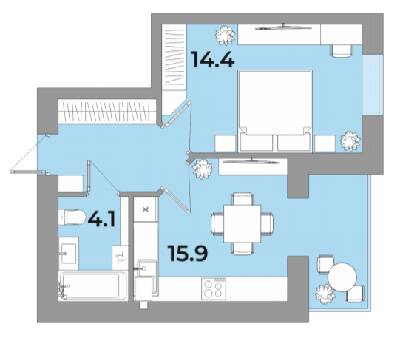1-кімнатна 40.1 м² в ЖК Яровиця Life від 12 750 грн/м², м. Калуш