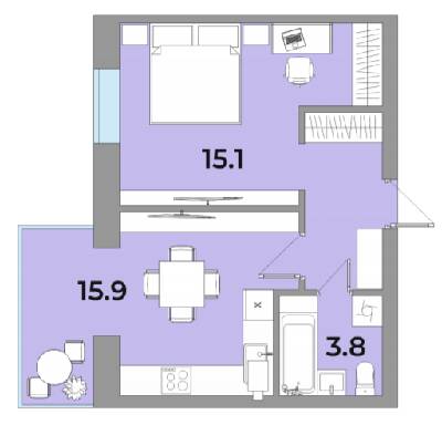 1-комнатная 39.7 м² в ЖК Яровиця Life от 12 750 грн/м², г. Калуш