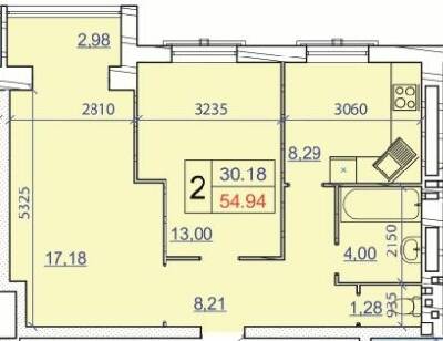2-комнатная 54.94 м² в ЖК Grand Royal от 15 500 грн/м², Хмельницкий