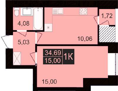 1-кімнатна 34.69 м² в ЖК Millennium Hills від 15 000 грн/м², Хмельницький