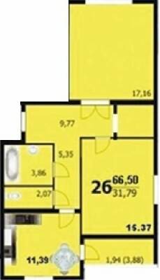 2-комнатная 66.5 м² в ЖК Европейский от 14 300 грн/м², Хмельницкий
